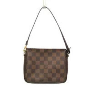Louis Vuitton Damier Trouse Makeup Pouch Canvas Leather Brown